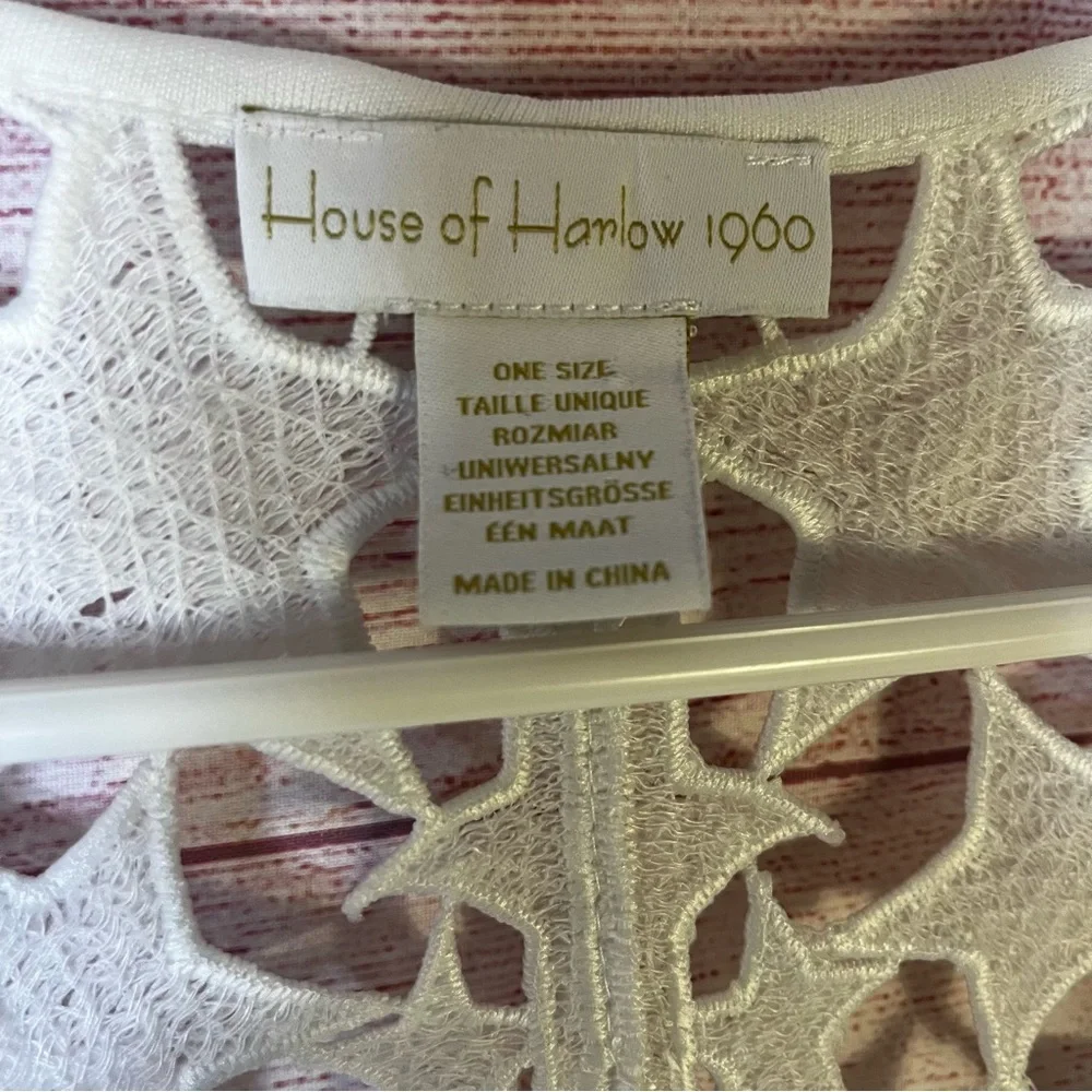 House of Harlow 1960‎ White Open Front Star Lace Cardigan One Size